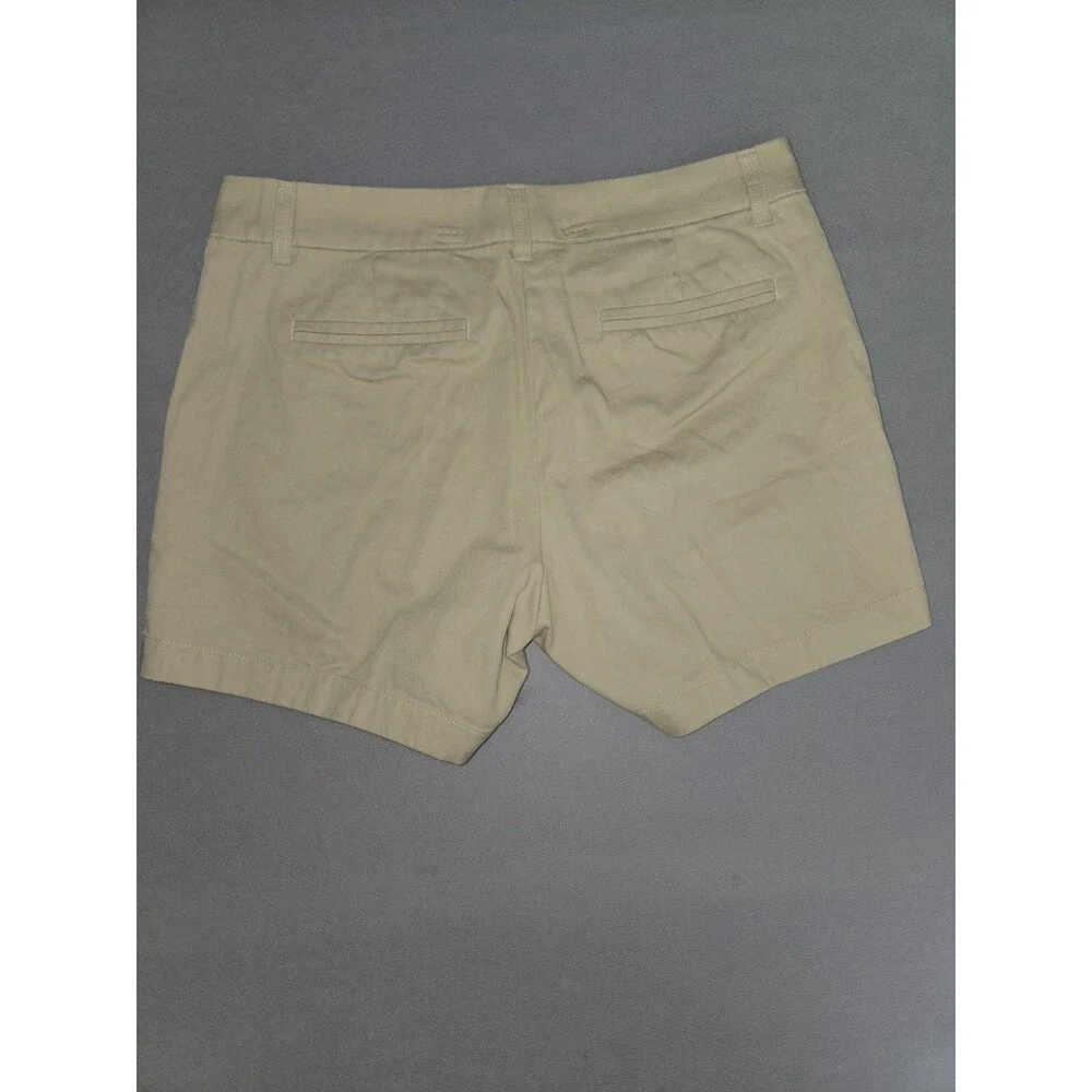 J.Crew Womens Khaki Shorts Size 8 Casual Cotton Solid Beige Flat Front Preowned